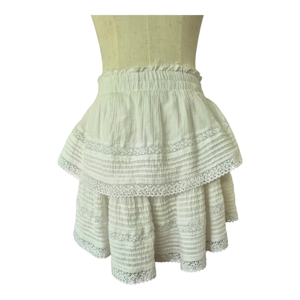Aerie Rock And Ruffle Mini Skirt Lined White Cotton Women's S Cottagecore Boho